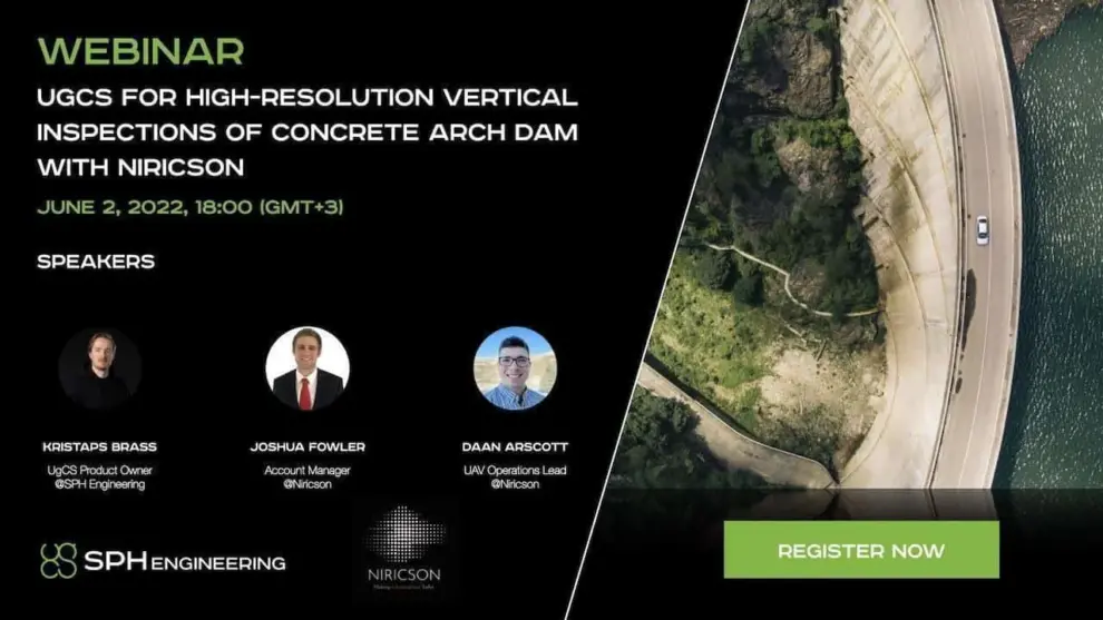 UgCS for High-Resolution vertical inspections of concrete arch dam with Niricson – WEBINAR