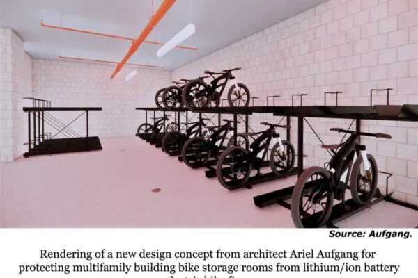 INNOVATIVE LITHIUM/ION BATTERY FIRE PROTECTION DESIGN FOR MULTIFAMILY BUILDING BIKE STORAGE ROOMS PROPOSED BY NOTED ARCHITECT